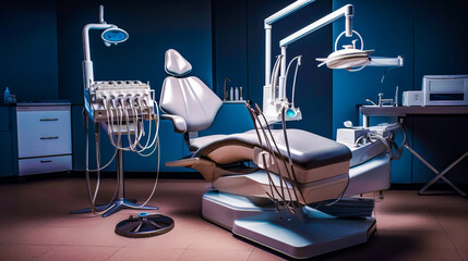 Wall Mural - Dental room with chair, lights, and other medical equipment in it