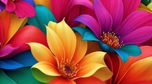 Colorful Flowers On Colorful Background, Hd Abstract Background, Bouquet Of Flowers