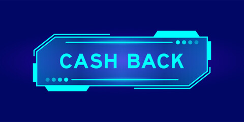 Poster - Futuristic hud banner that have word cash back on user interface screen on blue background