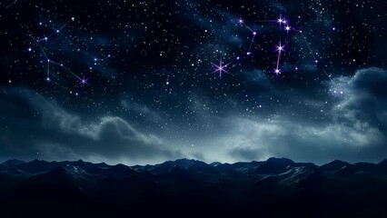 falling stars on beautiful night view of dark above mountain footage looping in night sky background