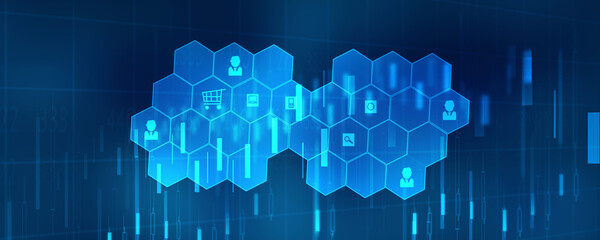 Wall Mural - 2D Digital Abstract Business Networking background