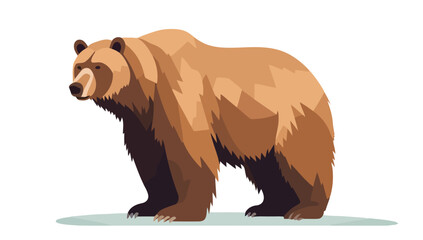 Wall Mural - Grizzly bear. Image of a cute walking grizzly bear isolated on white.