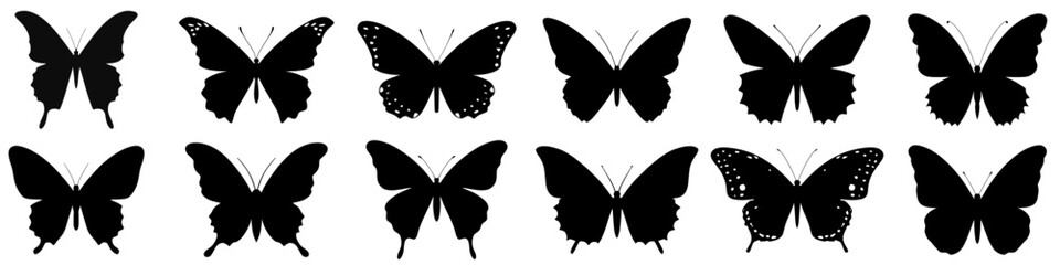 Wall Mural - butterfly logo icons set. butterfly black icons in flat style. butterfly image isolated.