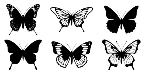 Wall Mural - butterfly logo icons set. butterfly black icons in flat style. butterfly image isolated.