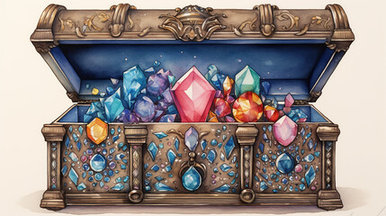 Wall Mural - treasure chest with jewelry