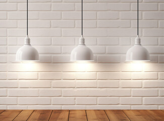 Poster - Wood background floor space interior texture lamp blank wall room building design home frame white light brick