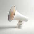 AI generated illustration of a white megaphone with a bright yellow light emanating from the inside