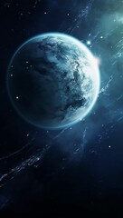 Wall Mural - AI generated illustration of a stunning nightscape with a planet illuminated by stars