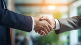 Fototapeta Mapy - Partnership. senior business people shaking hand after business job interview at office building, negotiation, investor, success, partnership, teamwork, financial, connection concept, Generative AI