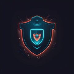 Wall Mural - AI generated illustration of a shield on a black background