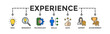 © Exclusive icon - Experience banner web icon vector illustration concept with icon of idea, research, technology, skills, rate, expert and achievement