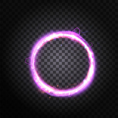 Leinwandbilder - Vector glowing purple lighting circle isolated on transparent background. Abstraction. Glowing purple round frame. Vector
