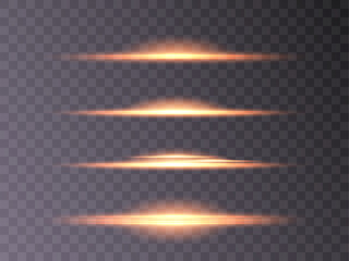 Leinwandbilder - Horizontal light stripes. Lasers isolated on transparent background.
