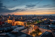 © Werner - Brussels city center, Belgium - Colorful sunset over old town with the Saint Catherine church and rooftops