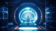 MRI scan detected abnormalities in the patient's brain. Aiding in the diagnosis and treatment of their condition. Blur brain lab room background.
