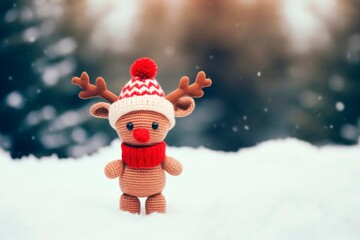 Sticker - Reindeer Toy Christmas Background.