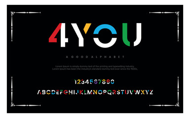 4YOU Modern abstract digital alphabet font. Minimal technology typography, Creative urban sport fashion futuristic font and with numbers. vector illustration.