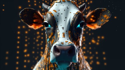 Portrait of a fitness athlete cow wearing sportswear.Generative AI