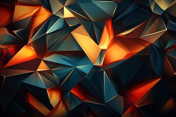 Wall Mural - abstract geometric background with orange and blue triangles