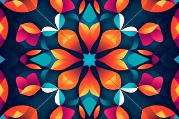 Wall Mural - abstract pattern with colorful flowers on a dark background