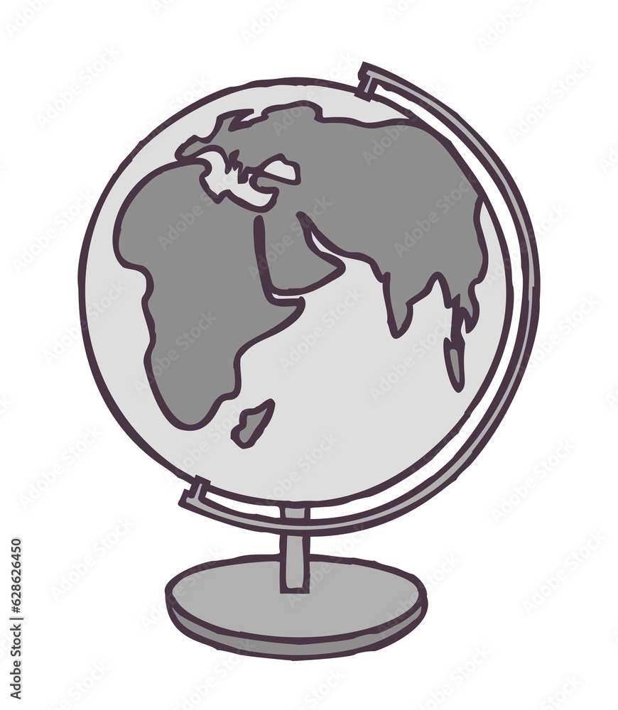 Doodle Earth globe icon. Hand drawn planet symbol. Png clipart isolated ...
