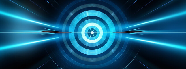 Luxury silver circle Abstract circle technology sparkling ring with glitter isolated on dark blue background. Generative AI.