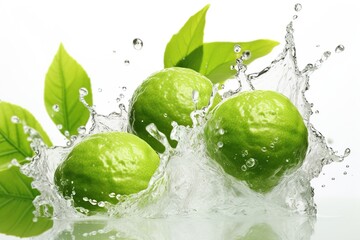 Poster - Fresh ripe bergamot fruits and splashing water.