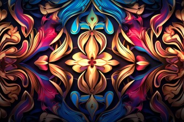 Wall Mural - colorful abstract design on a black background