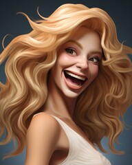 Wall Mural - portrait of a beautiful blonde woman with a big smile on her face