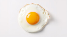 Fried Egg Isolated On White Background Top View. Food Breakfast Cooking. Object Design