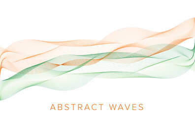 Wall Mural - Abstract orange green wave line art pattern background waves