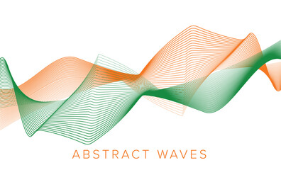 Wall Mural - Abstract orange green wave line art pattern background waves