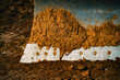 © Andrew Kornylak - The shiny steel blade of a bulldozer caked with mud sits in brown dirt