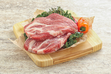 Raw pork neck for cooking