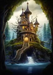 Wall Mural - Spooky fantasy halloween house