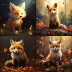 Wall Mural - set of fox