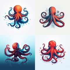 Canvas Print - set of octopus