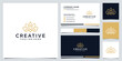 © faaeyza.std - Yoga meditation with abstract lotus flower logo design and business card template
