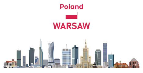 Warsaw cityscape vector detailed illustration