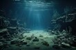 an underwater shot of a lifeless ocean floor, devoid of fish