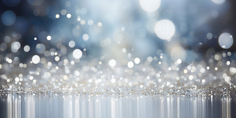 Weißer Glitter Hintergrund mit Platz für Text oder Produkt - Festliches glitzerndes Hintergrundbild mit Bokeh für Weihnachten, Hochzeit oder andere Feste