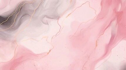 Poster - Generative AI : Abstract two colored pastel Charcoal Gray and Rose Quartz liquid marble background with gold stripes and glitter dust. pastel Charcoal Gray and Rose watercolor drawing effect. Vector i