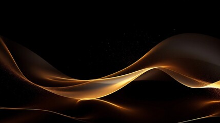 Poster - Generative AI : Black luxury background with golden line elements and light ray effect decoration and bokeh.