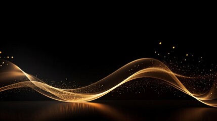 Poster - Generative AI : Black luxury background with golden line elements and light ray effect decoration and bokeh.
