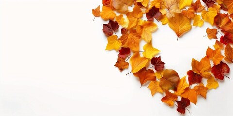 Wall Mural - generative ai : creative colorful wreath in form of heart isolated on white background made of natur