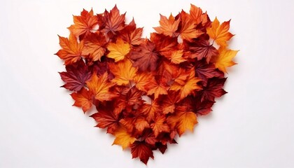 Wall Mural - generative ai : creative colorful wreath in form of heart isolated on white background made of natur