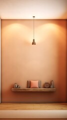 Fototapete - Generative AI : Beautiful light minimalistic background for a presentation Glow of builtin warm lighting on a white wall