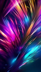 Leinwandbilder - Generative AI : Beautiful abstract celebratory background template for Christmas party festival Blue purple feather macro with sparkles tinsel stars beads Colorful elegant sophisticated artistic image