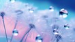 © Generative AI - Generative AI : Dandelion Seeds in the drops of dew on a beautiful blurred background Dandelions on a beautiful pastel background Water drops sparkle on the dandelion Of Silver drops on a beige backgr