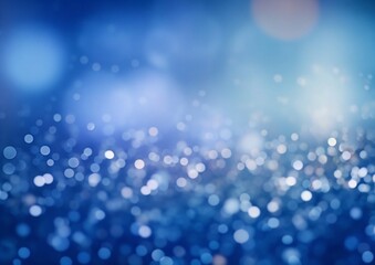 Fototapete - Generative AI : A drop of water dew sparkles in the sun Abstract bokeh lighting background Festive abstract blue background with bokeh defocused lights